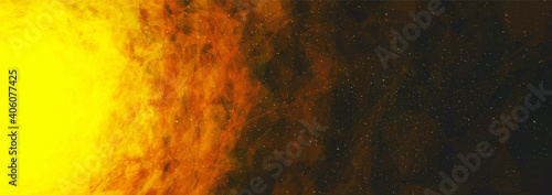 Vector Explosion The Sun on interstellar Universe background,science and education concept.