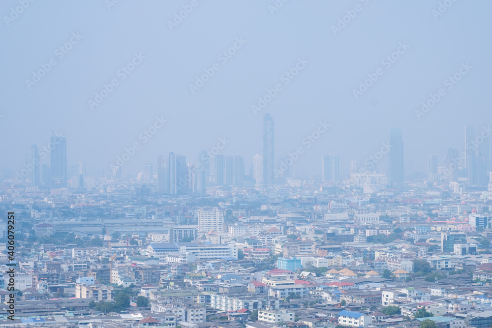 Fototapeta premium BANGKOK, THAILAND - JANUARY 16, 2021: High Pollution Pm 2.5 at bangkok city