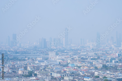 BANGKOK, THAILAND - JANUARY 16, 2021: High Pollution Pm 2.5 at bangkok city