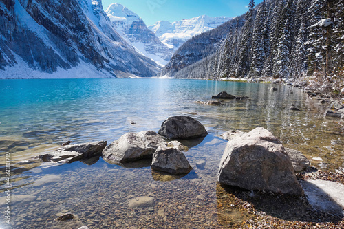 Lake Louise, Rocky Mountains, Canada, in early winter