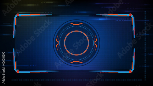 abstract futuristic background of blue glowing technology sci fi frame hud ui