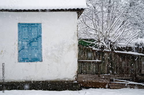 House in the Russian province. Winter.