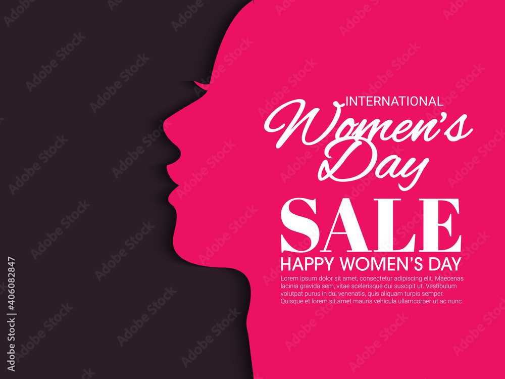 Happy Wome's Day holiday illustration.  girl face. Design ideal for web banner or greeting card. EPS10 vector. Vector Illustration. 8 March Day
