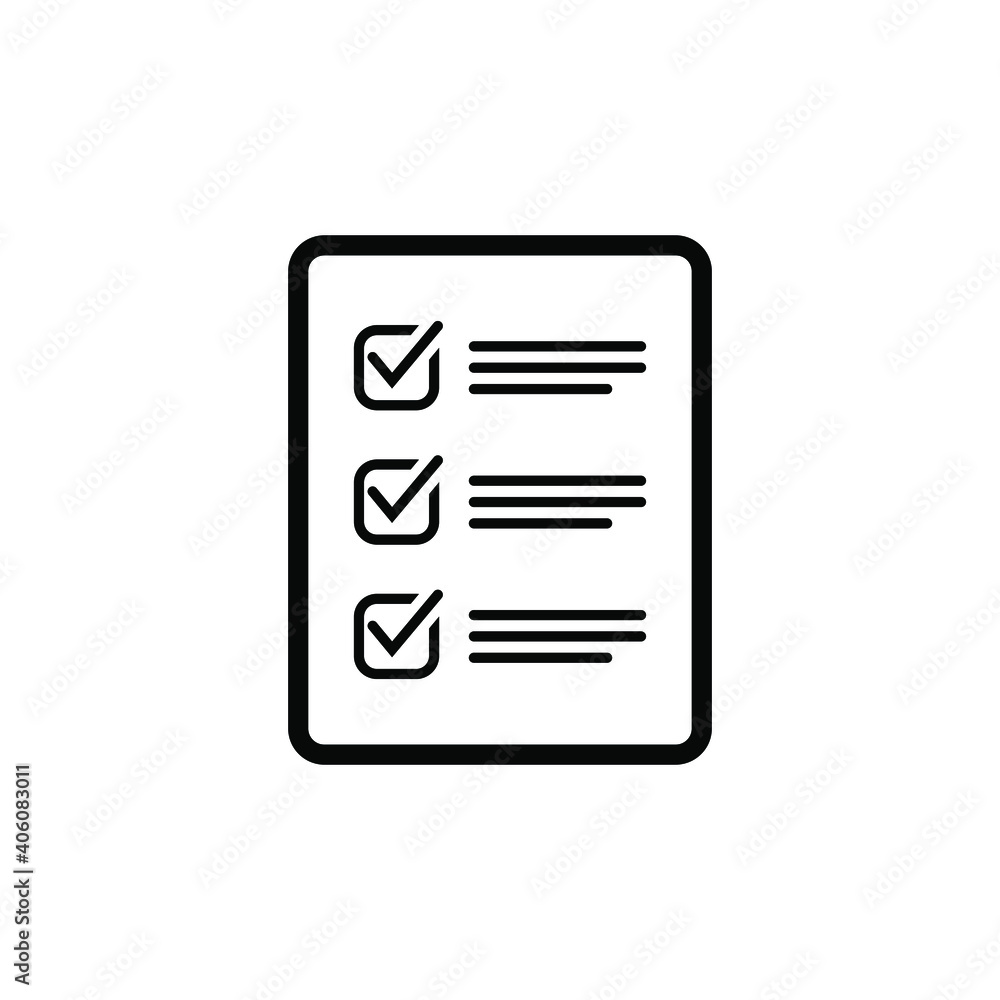 Checklist vector icon. Black illustration isolated on white background for graphic and web design. Checklist vector icon. Black illustration isolated on white background for graphic and web design.