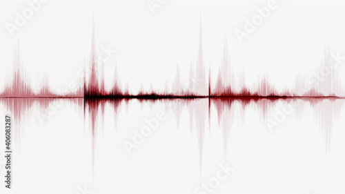 Blood Red Digital Sound Wave on gray Background,technology and earthquake wave diagram and Moving heart concept,design for music studio and science,Vector Illustration.