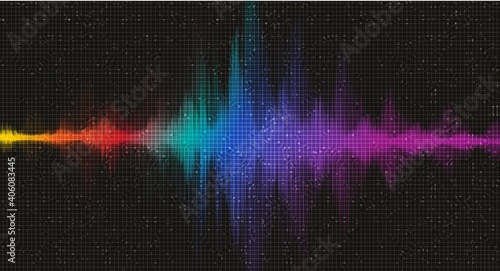 Modern Colorful Digital Sound Wave on Black background vector.