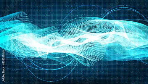 Abstract Light Digital Sound Wave with technology background vector.