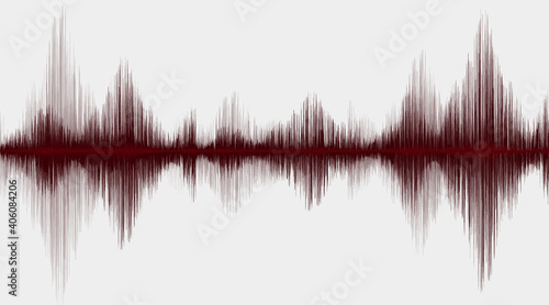 Waving Red Digital Sound Wave on white Background,technology and earthquake wave diagram and Moving heart concept,design for music studio and science,Vector Illustration.