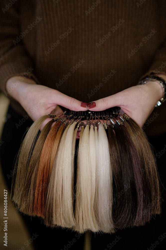 Hair samples of different colors.