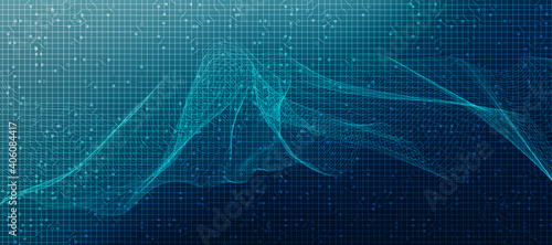 Abstract Digital Line Sound Wave on Blue Background,technology and earthquake wave diagram concept,design for music studio and science,Vector Illustration.