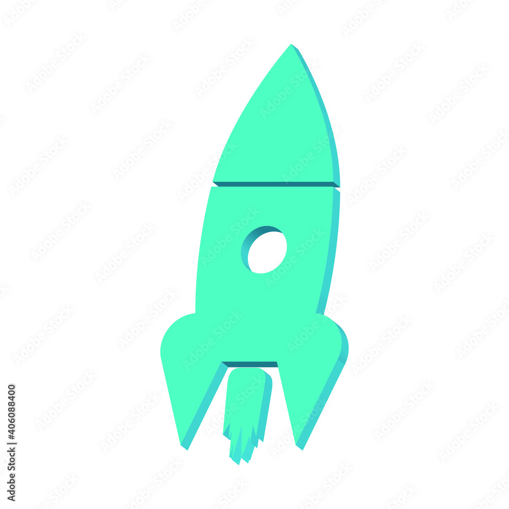 Rocket blue on a white background 3d, vector Rocket blue on a white background 3d, vector