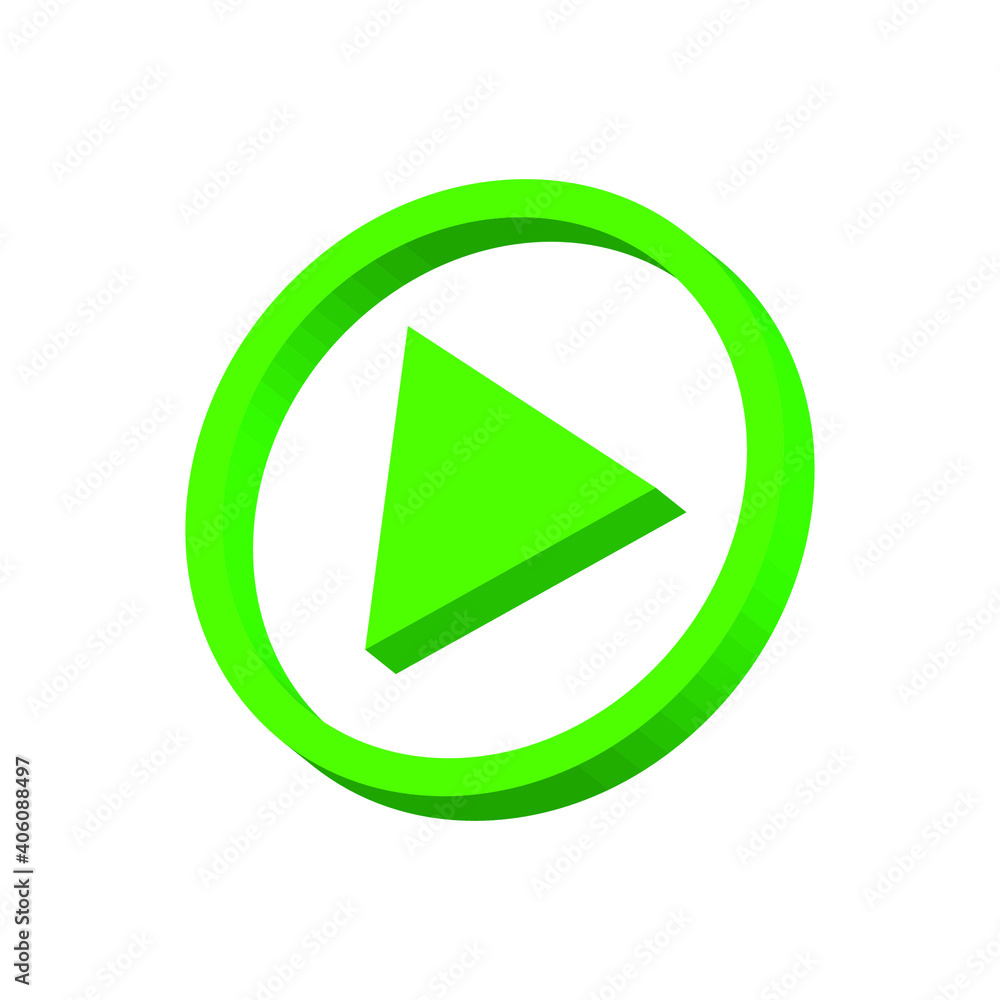 Play green sign on a white background 3d, vector Play green sign on a white background 3d, vector
