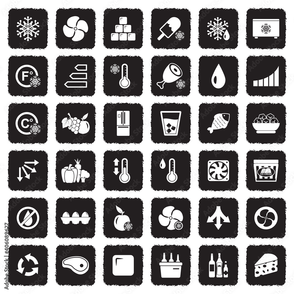 Obraz premium Refrigerator Icons. Grunge Black Flat Design. Vector Illustration.