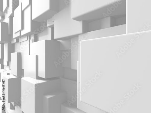 White cubes structure. Abstract futuristic background.