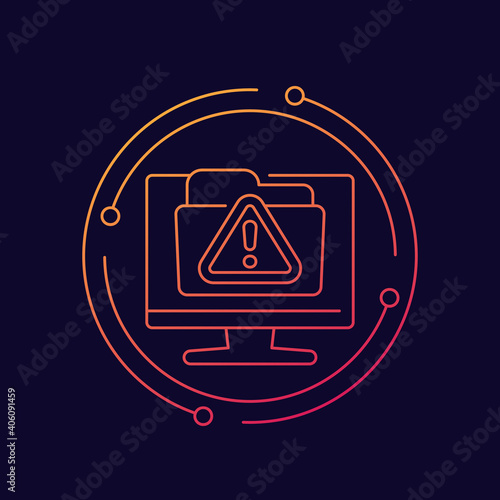 ftp warning, error line icon, vector