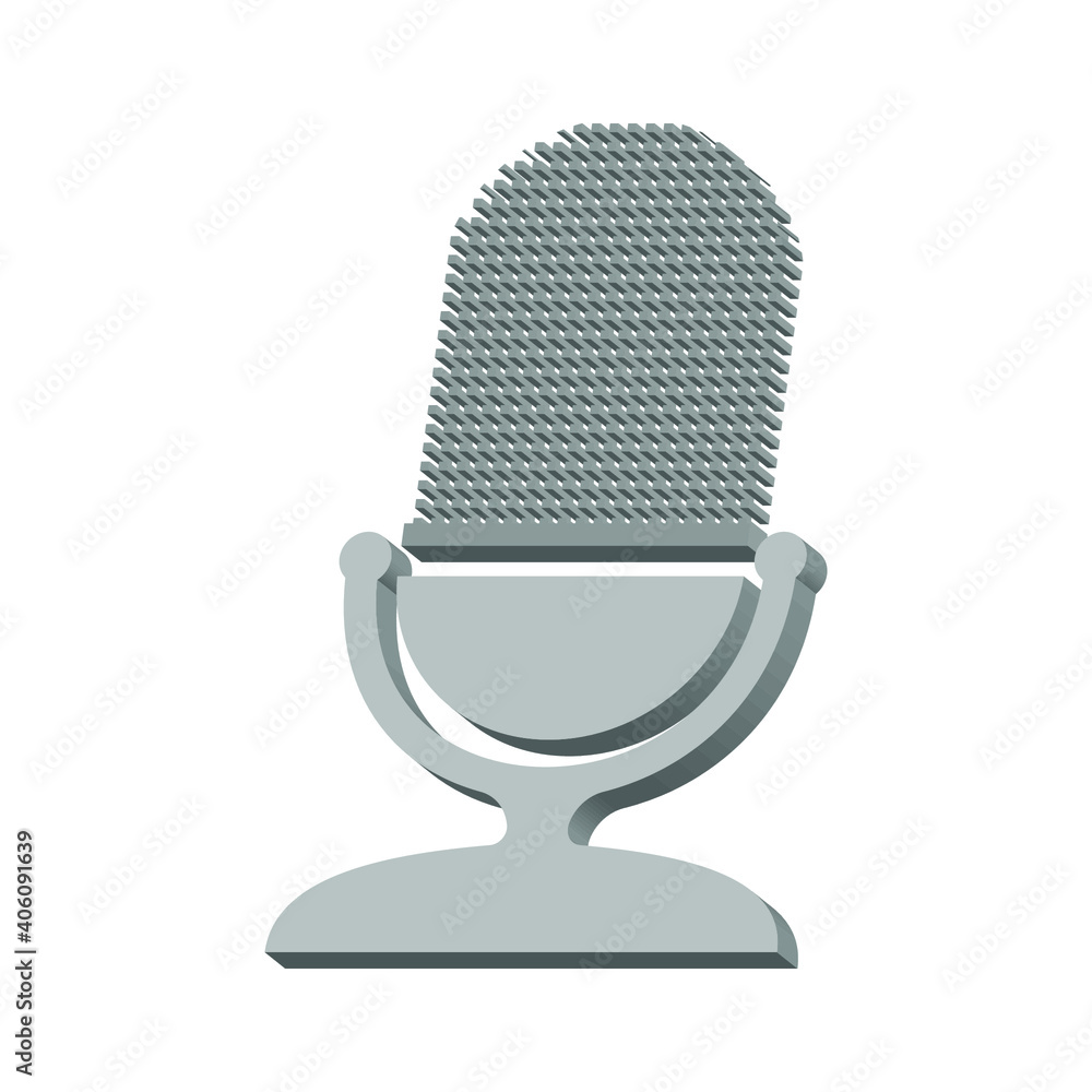 Studio microphone gray on a white background 3d, vector Studio microphone gray on a white background 3d, vector