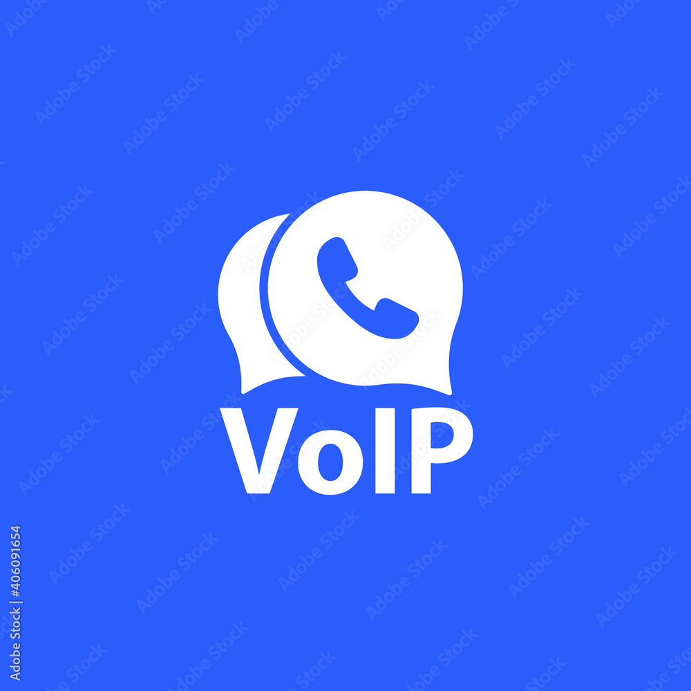 Voip telephony vector icon on blue Voip telephony vector icon on blue