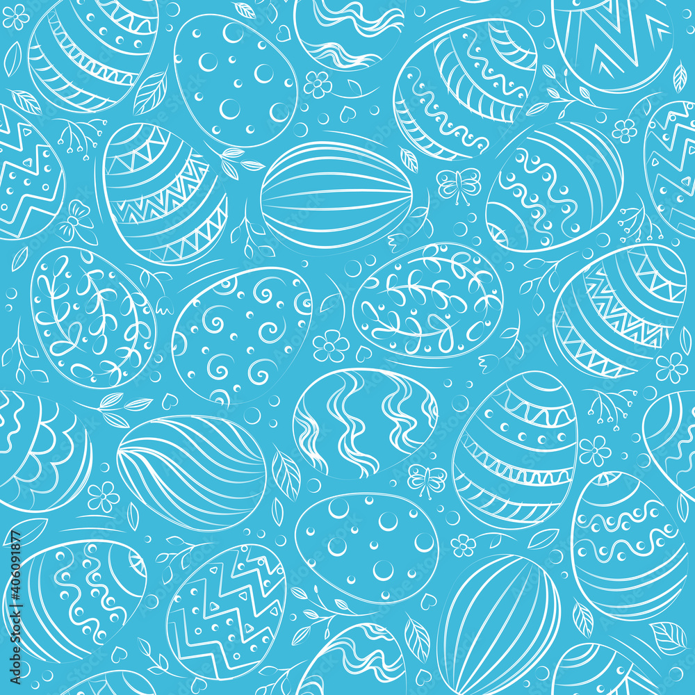 Naklejka premium Easter eggs pattern. Easter holiday. vector illustration in doodle style