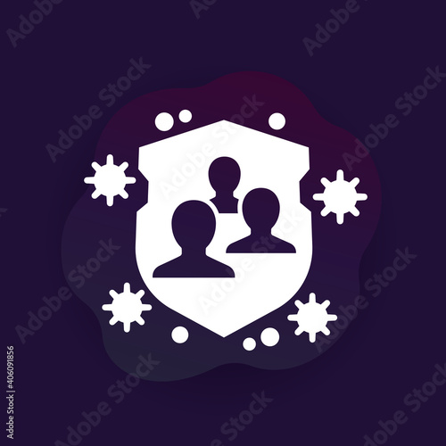 herd immunity to a virus icon, vector