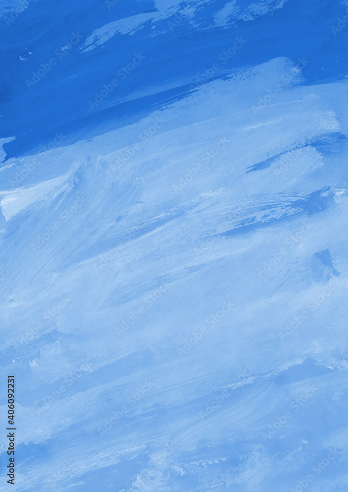 Blue ink and watercolor texture on white paper background. Gradient paint strokes and decalcomania effect. Hand-painted gouache abstract image. Mess on the canvas. Blue ink and watercolor texture on white paper background. Gradient paint strokes and decalcomania effect. Hand-painted gouache abstract image. Mess on the canvas.