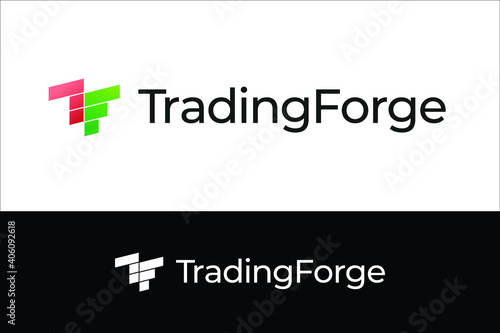 T and F Letters Trading Stock Market Logo Concept