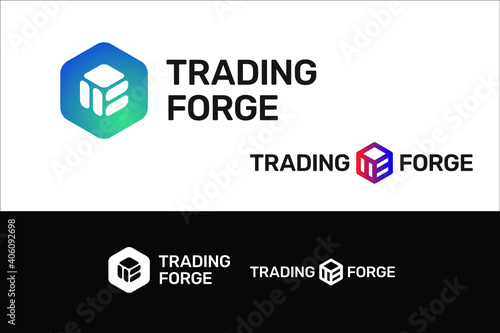 T and F Letters Trading Stock Market Logo Concept