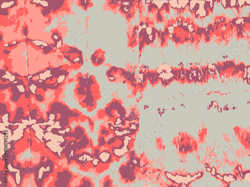 Vector Tie Dye Texture. Watercolor Texture. African Fabric Print. Red Dye Texture. Ethnic Handmade Textile Print. Space Dyed Wallpaper. Camouflage Creative Background.