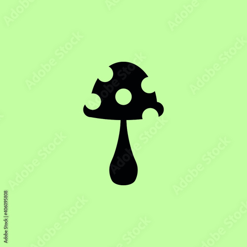 mushroom icon on green background, vector symbol