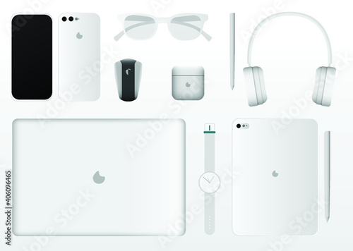 Set of Professional White Silver Business Equipment