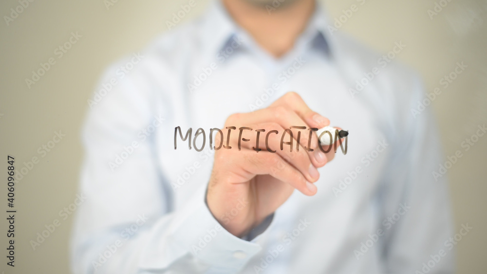 Modification , Man writing on transparent screen Modification , Man writing on transparent screen
