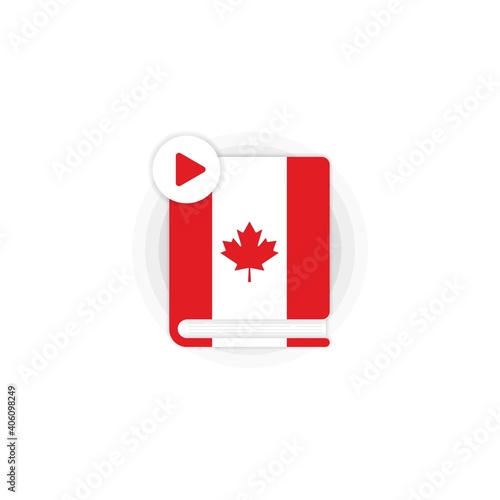 Canadian language course audiobooks icon. Canadian dictionary. Distance education. Online web seminar. Vector EPS 10. Isolated on white background