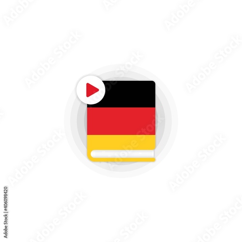 Germany language course audiobooks icon. Distance education. Online web seminar. Vector EPS 10. Isolated on white background photo