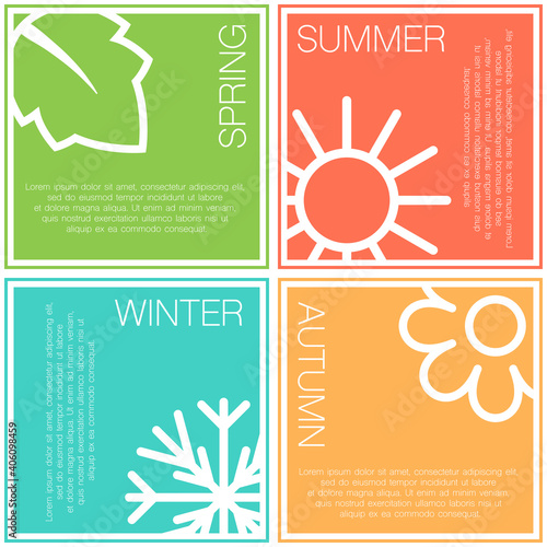 Four nature seasons color squares