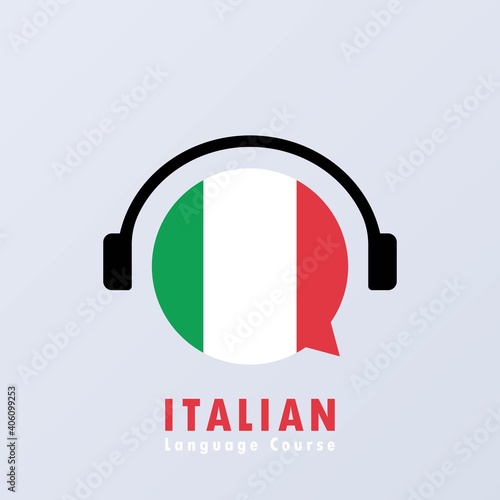 Italian language course banner. Learning foreign language. Online education. Vector EPS 10. Isolated on background
