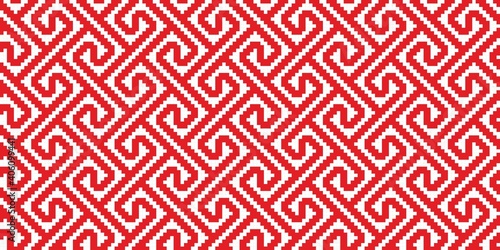 National mosaic pixel seamless pattern. Traditional ethnic pattern for embroidery with thread, Bright and fashionable pattern.