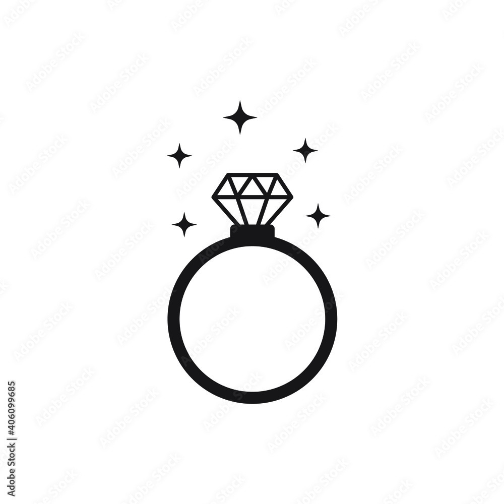 Wedding Ring With Diamond icon vector