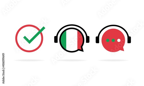 Online Italian course banner. Learning foreign language. Online education. Vector EPS 10. Isolated on white background