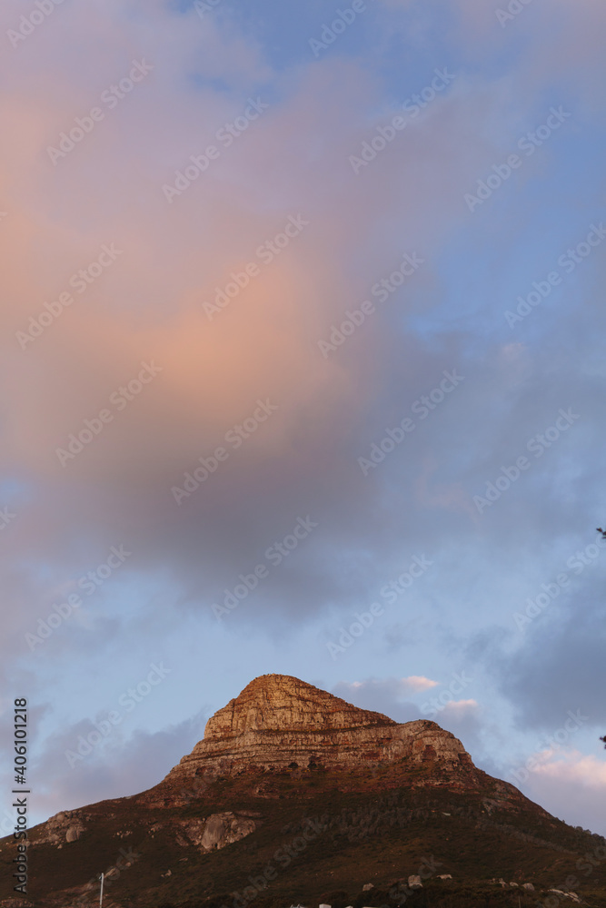 Mountain top at sunset with clouds. Lions Head, Cape Town Mountain top at sunset with clouds. Lions Head, Cape Town