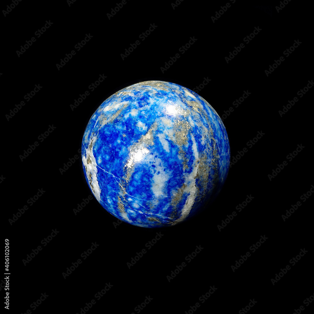 Obraz premium lapis lazuli ball on black background 