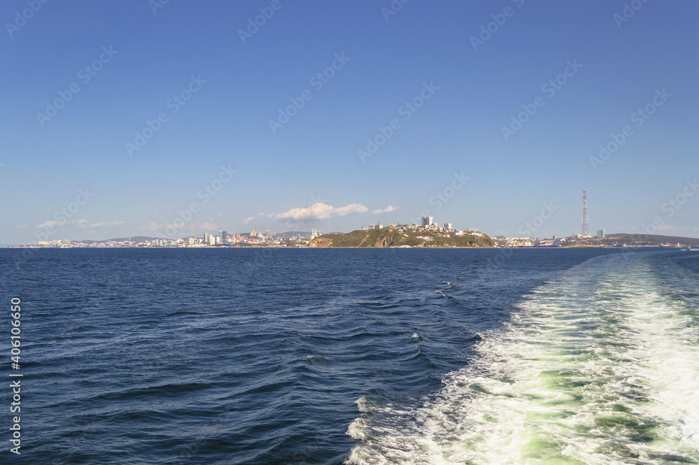 cityscape of Vladivostok afar from sea