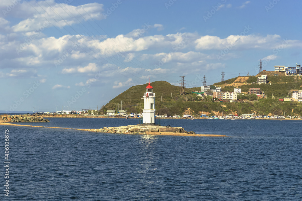 Lighthouse Tokarevskaya cat and part of Egershield peninsula