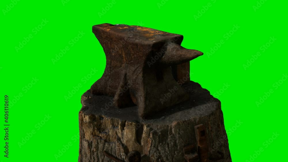 Black anvil on green chromakey background Black anvil on green chromakey background