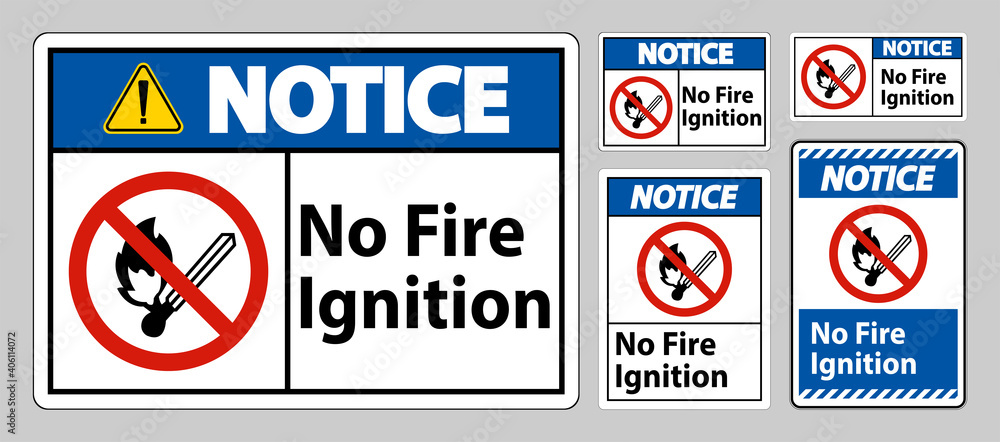 Notice No Fire Ignition Symbol Sign On White Background
