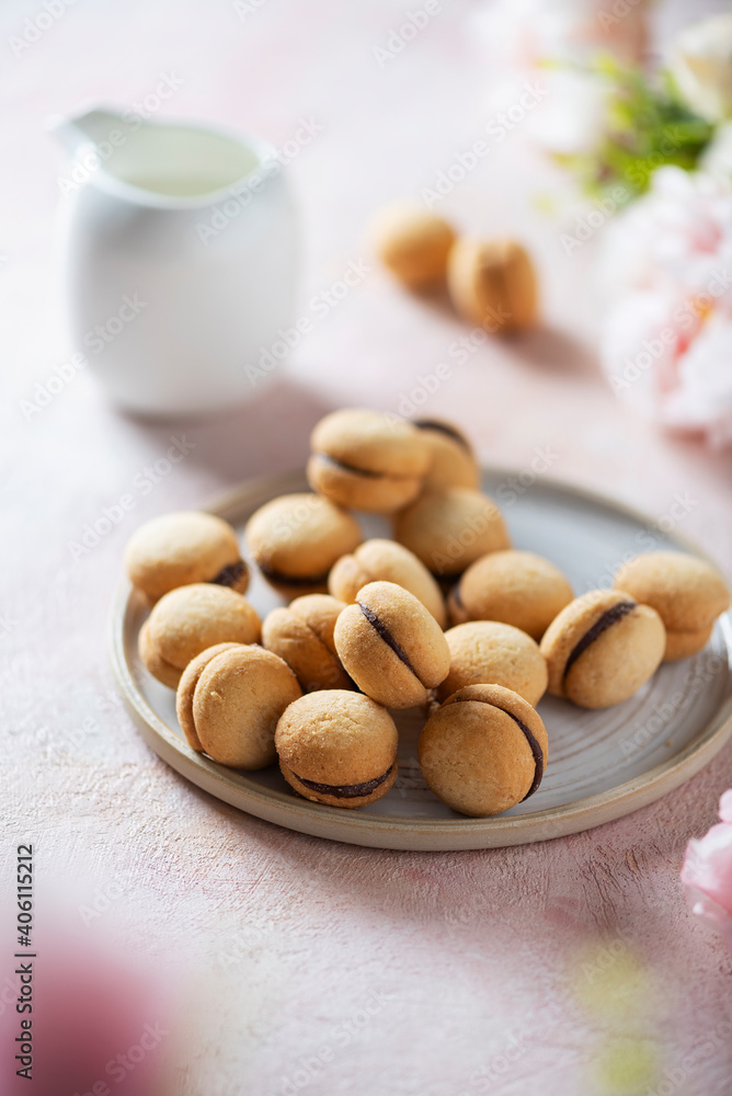 Traditional italian cookies baci di dama Traditional italian cookies baci di dama