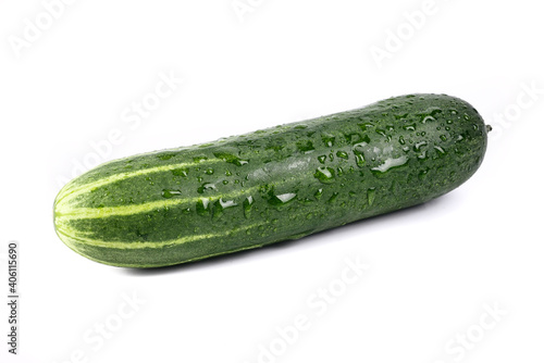 Fresh cucumber  chopped cucumber  salad ingredient isolated on white background.
