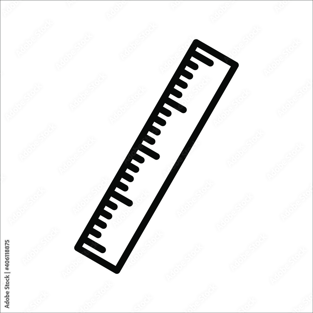 vector icon of ruler on white background. color editable