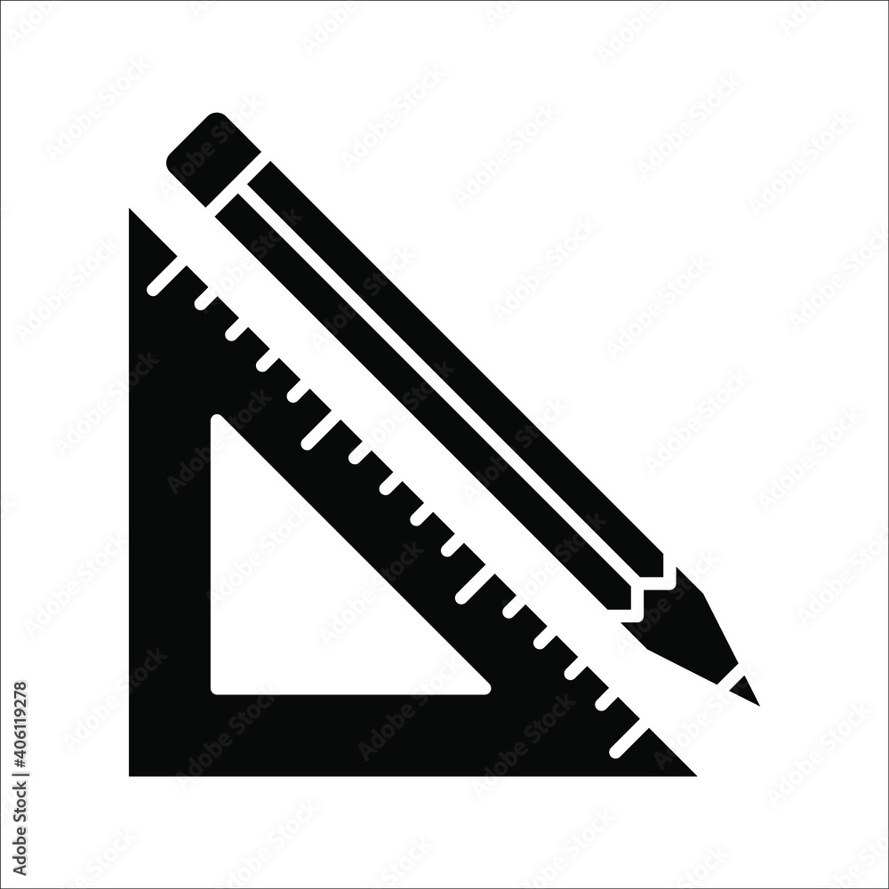 Pencil and ruler icon isolated on white background Pencil and ruler icon isolated on white background