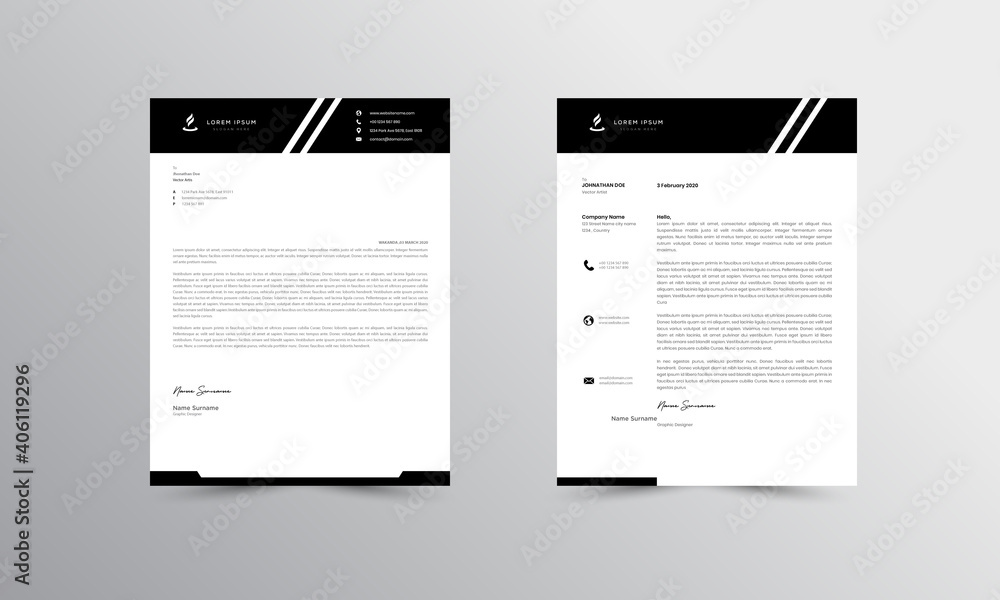 Obraz premium Modern Business Letterhead Design Template, black Abtract Letterhead Design, Letterhead Template, - vector