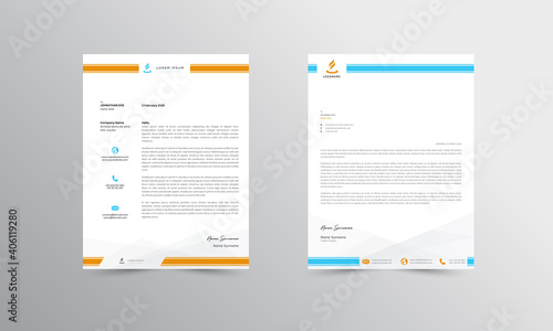 orange and blue Modern Business Letterhead Design Template, Abtract Letterhead Design, Letterhead Template,  - vector