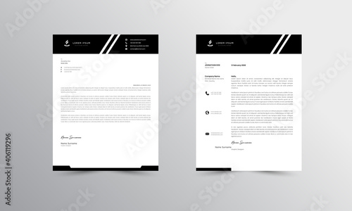 Modern Business Letterhead Design Template, black Abtract Letterhead Design, Letterhead Template,  - vector